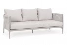 Szeroka designerska sofa na taras aluminiowa JACINTA beżowa poduszki Olefin