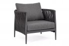 Designerski fotel na taras aluminiowy JACINTA ciemnoszary poduszki Olefin