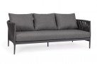 Szeroka designerska sofa na taras aluminiowa JACINTA ciemnoszara poduszki Olefin