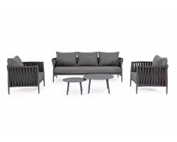 Designerski zestaw meble na taras aluminiowy JACINTA ciemnoszary poduszki Olefin