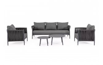 Designerski zestaw meble na taras aluminiowy JACINTA ciemnoszary poduszki Olefin