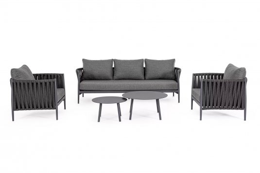 Designerski zestaw meble na taras aluminiowy JACINTA ciemnoszary poduszki Olefin