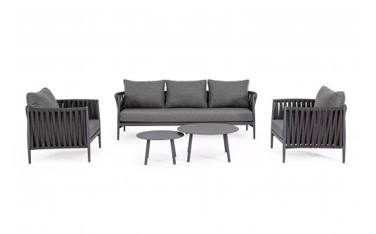 Designerski zestaw meble na taras aluminiowy JACINTA ciemnoszary poduszki Olefin Designerski zestaw meble na taras aluminiowy JACINTA ciemnoszary poduszki Olefin