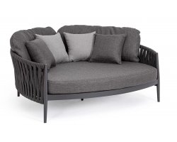 Dwuosobowe łóżko ogrodowe JACINTA nowoczesne grafitowe poduszka Olefin Bizzotto 