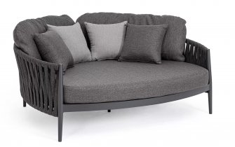 Dwuosobowe łóżko ogrodowe JACINTA nowoczesne grafitowe poduszka Olefin Bizzotto 