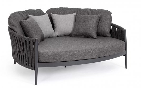 Dwuosobowe łóżko ogrodowe JACINTA nowoczesne grafitowe poduszka Olefin Bizzotto 