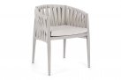 Krzesło stołowe ogrodowe aluminiowe beżowe JACINTA poduszki Olefin 