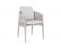 Krzesło stołowe ogrodowe aluminiowe beżowe JACINTA poduszki Olefin 