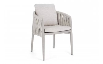 Krzesło stołowe ogrodowe aluminiowe beżowe JACINTA poduszki Olefin 