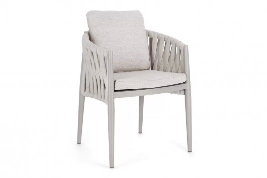 Krzesło stołowe ogrodowe aluminiowe beżowe JACINTA poduszki Olefin 