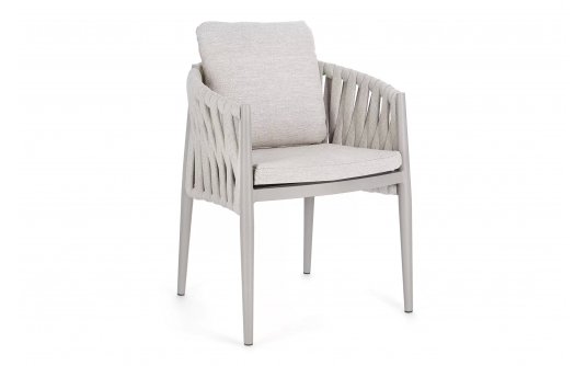 Krzesło stołowe ogrodowe aluminiowe beżowe JACINTA poduszki Olefin 