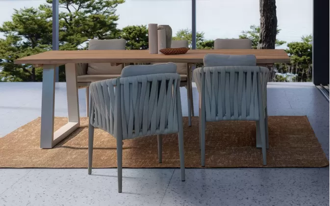 Krzesło stołowe ogrodowe aluminiowe beżowe JACINTA poduszki Olefin 