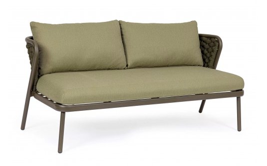 Oliwkowa sofa dwuosobowa nowoczesna aluminiowa HARLOW poduszki Olefin Oliwkowa sofa dwuosobowa nowoczesna aluminiowa HARLOW poduszki Olefin