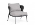Ciemnoszary fotel na taras aluminiowy HARLOW poduszki Olefin