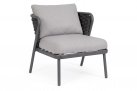 Ciemnoszary fotel na taras aluminiowy HARLOW poduszki Olefin
