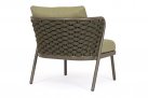 Oliwkowy fotel na taras aluminiowy HARLOW poduszki Olefin