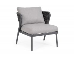 Ciemnoszary fotel na taras aluminiowy HARLOW poduszki Olefin