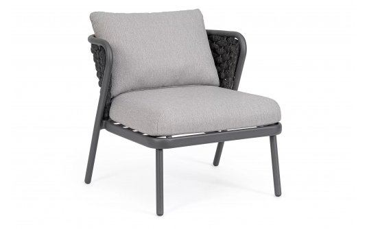 Ciemnoszary fotel na taras aluminiowy HARLOW poduszki Olefin Ciemnoszary fotel na taras aluminiowy HARLOW poduszki Olefin