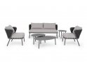 Grafitowy zestaw mebli do ogrodu aluminiowa HARLOW poduszki Olefin