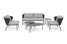 Grafitowy zestaw mebli do ogrodu aluminiowa HARLOW poduszki Olefin