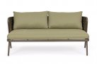 Oliwkowa sofa dwuosobowa nowoczesna aluminiowa HARLOW poduszki Olefin