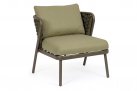 Oliwkowy fotel na taras aluminiowy HARLOW poduszki Olefin