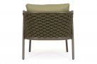 Oliwkowy fotel na taras aluminiowy HARLOW poduszki Olefin