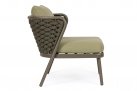 Oliwkowy fotel na taras aluminiowy HARLOW poduszki Olefin