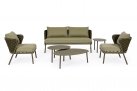 Oliwkowy zestaw mebli do ogrodu aluminiowa HARLOW poduszki Olefin