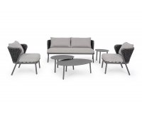 Grafitowy zestaw mebli do ogrodu aluminiowa HARLOW poduszki Olefin