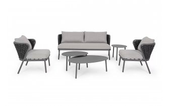 Grafitowy zestaw mebli do ogrodu aluminiowa HARLOW poduszki Olefin