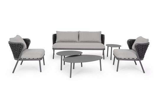 Grafitowy zestaw mebli do ogrodu aluminiowa HARLOW poduszki Olefin