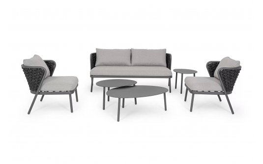 Grafitowy zestaw mebli do ogrodu aluminiowa HARLOW poduszki Olefin Grafitowy zestaw mebli do ogrodu aluminiowa HARLOW poduszki Olefin