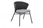 Krzesło stołowe ogrodowe grafitowe HARLOW tkanina i poduszki Olefin