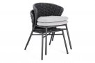 Krzesło stołowe ogrodowe grafitowe HARLOW tkanina i poduszki Olefin