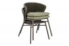 Krzesło stołowe ogrodowe oliwkowe HARLOW tkanina i poduszki Olefin