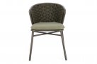 Krzesło stołowe ogrodowe oliwkowe HARLOW tkanina i poduszki Olefin