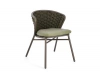 Krzesło stołowe ogrodowe oliwkowe HARLOW tkanina i poduszki Olefin