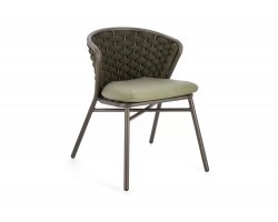 Krzesło stołowe ogrodowe oliwkowe HARLOW tkanina i poduszki Olefin
