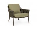 Oliwkowy fotel na taras aluminiowy EVERLY poduszki Olefin