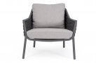 Fotel ogrodowy na nowoczesny taras EVERLY grafitowy poduszki szare Olefin
