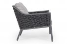 Fotel ogrodowy na nowoczesny taras EVERLY grafitowy poduszki szare Olefin