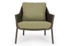 Oliwkowy fotel na taras aluminiowy EVERLY poduszki Olefin