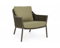 Oliwkowy fotel na taras aluminiowy EVERLY poduszki Olefin