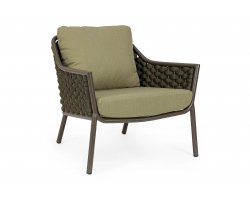 Oliwkowy fotel na taras aluminiowy EVERLY poduszki Olefin