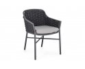 Krzesło stołowe ogrodowe nowoczesne EVERLY ciemnoszare poduszki szare Olefin