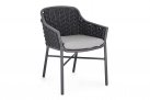 Krzesło stołowe ogrodowe nowoczesne EVERLY ciemnoszare poduszki szare Olefin