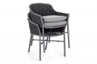 Krzesło stołowe ogrodowe nowoczesne EVERLY ciemnoszare poduszki szare Olefin