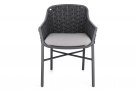 Krzesło stołowe ogrodowe nowoczesne EVERLY ciemnoszare poduszki szare Olefin