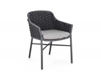 Krzesło stołowe ogrodowe nowoczesne EVERLY ciemnoszare poduszki szare Olefin